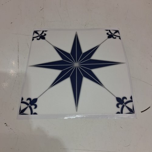 MORCART BLUE STAR SELF-ADHESIVE FLOOR TILE - 8" X 8" - BLUE AND WHITE image 3