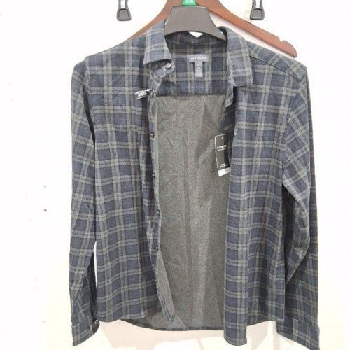 MEN'S VAN HEUSEN PLAID LONG SLEEVE SHIRT - MEDIUM - BLUE/GREY image 2