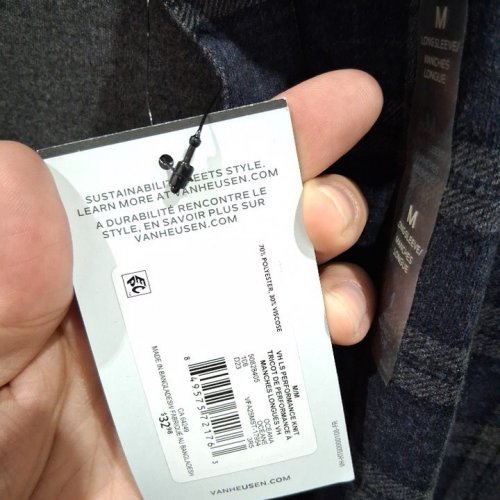 MEN'S VAN HEUSEN PLAID LONG SLEEVE SHIRT - MEDIUM - BLUE/GREY image 3