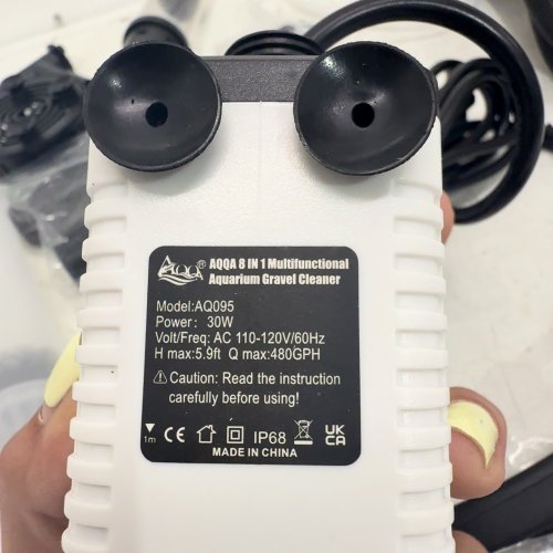 AQOA MULTIFUNCTIONAL AQUARIUM GRAVEL CLEANER - 5.9FT MAX HEAD, 480 GPH MAX FLOW - WHITE / BLACK (MODEL: AQ095) image 3