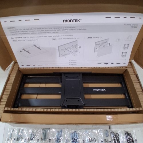 MONTEK FULL MOTION HEAVY DUTY TV MOUNT WITH DUAL ARTICULATING ARMS - HOLDS 37" - 90" SCREENS - 165LBS CAP - BLACK (MODEL: HW1269) image 4