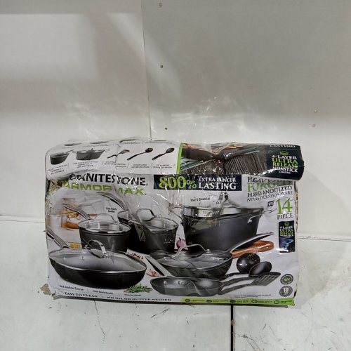 14PC GRANITESTONE INDUCTION COOKWARE SET - DISHWASHER SAFE - NON STICK - 5QT STOCK POT WITH LID, 2QT AND 1QT SAUCE PANS WITH LIDS - 12", 10", AND 8" FRYING PANS - 3 UTENSILS - BLACK (MODEL: 1099) image 8
