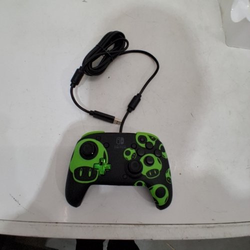 PDP REMATCH WIRED GLOW IN THE DARK CONTROLLER FOR NINTENDO SWITCH - SUPER MARIO 1-UP - BLACK/GREEN image 3
