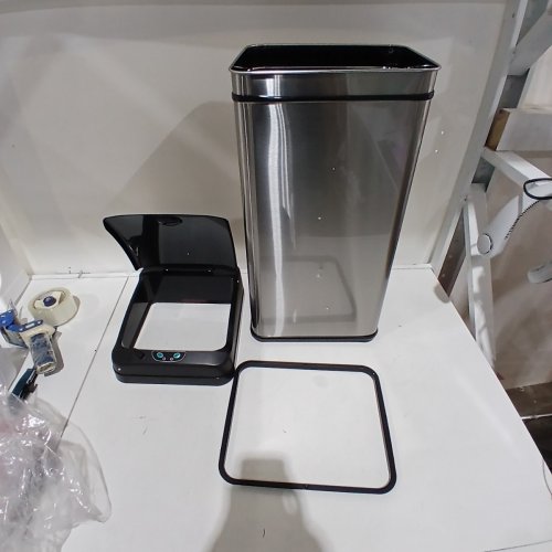 ITOUCHLESS GLIDE MOTION SENSOR GARBAGE TRASH CAN ON WHEELS- 13GAL/49L- STAINLESS STEEL/BLACK (MODEL:DZT13M) image 2