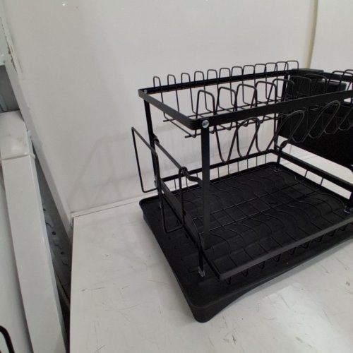 2-TIER METAL DISH DRYING RACK WITH DRIP TRAY - BLACK image 3