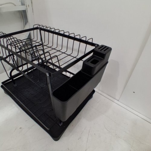 2-TIER METAL DISH DRYING RACK WITH DRIP TRAY - BLACK image 4