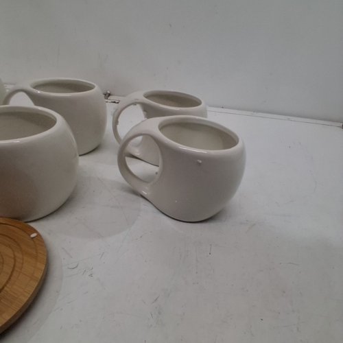 18PC CERAMIC COFFEE CUPS AND SAUCER SET - WHITE AND BROWN image 4