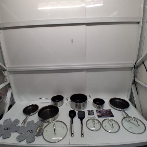 14PC KOCH SYSTEME CS TRI-PLY HYBRID NONSTICK STAINLESS STEEL COOKWARE SET - BLACK/SILVER (ITEM: 112196) image 2
