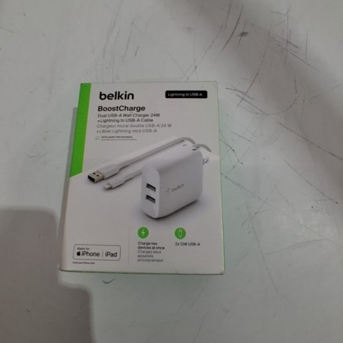 BELKIN BOOST-CHARGE DUAL WALL CHARGER LIGHTNING CABLE TO USB-A - 24W - WHITE image 7