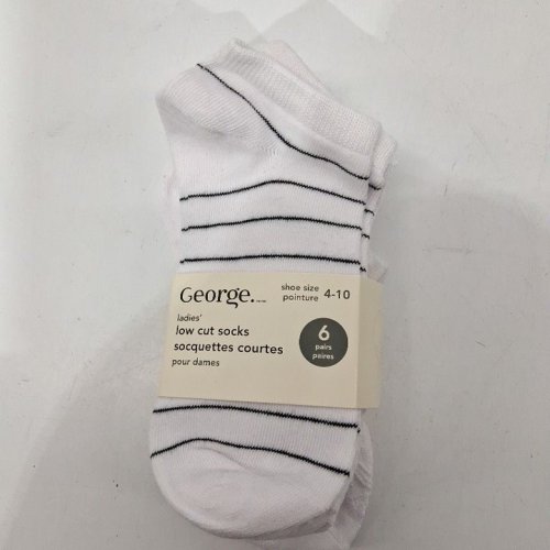 5PR WOMEN'S GEORGE LOW CUT SOCKS - 4-10 - WHITE image 3