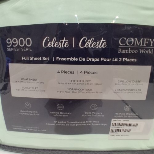 4PC CELESTE BAMBOO SHEET SET - FULL - MINT GREEN image 2