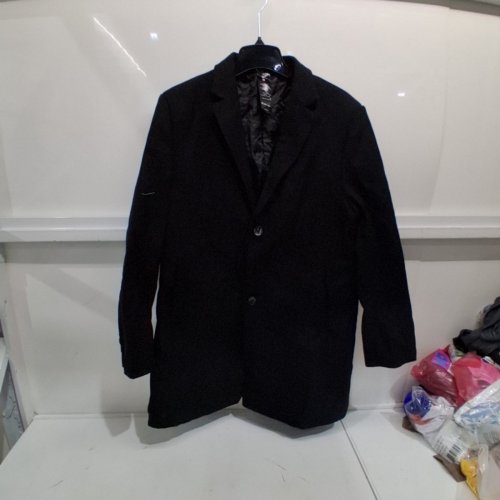 MENS BREASTED PEA COAT - MEDIUM - BLACK image 2