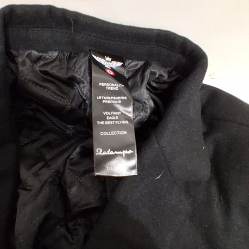 MENS BREASTED PEA COAT - MEDIUM - BLACK image 3