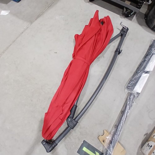 COSTWAY OUTDOOR OFFSET CANTILEVER HANGING PATIO UMBRELLA WITH 360° ROTATION - 8FT X 8FT - RED (MODEL: NP13211WN) image 6