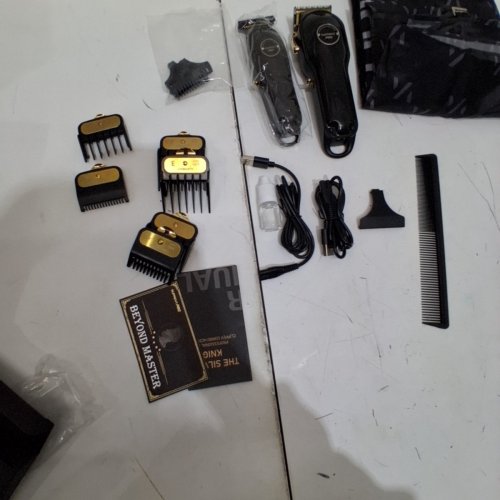 2PC SET SUPRENT THE BLACK DEVIL PROFESSIONAL HAIR CLIPPER KIT WITH ZERO GAP T-BLADE TRIMMER - CORDLESS WITH LED DISPLAY AND COMB GUIDES - BLACK - (MODEL: HC596BX). image 3