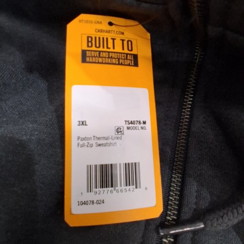 MENS CARHARTT RAIN DEFENDER LOOSE FIT MIDWEIGHT THERMAL LINED FULL ZIP SWEATER - 3XL - GREY (MODEL: TS4078-M) image 2