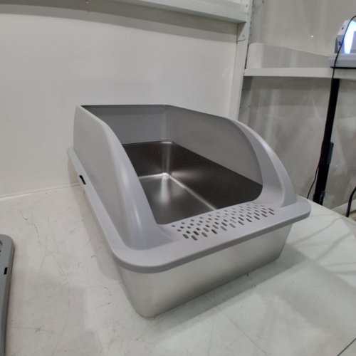 ENCLOSED STAINLESS STEEL CAT LITTER BOX WITH LID - GREY image 5