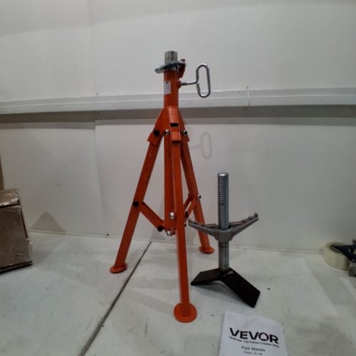 V-HEAD PIPE JACK STAND, ADJUSTABLE HEIGHT HEAVY DUTY PIPE STAND WITH FOLDABLE LEGS, 28" - 52", 2500LB MAX - RED - (MODEL: JR-1108 image 2