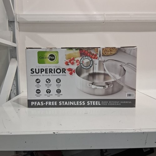 2PC GREENPAN SUPERIOR SAUCEPAN WITH LID - STAINLEESS STEEL - 5QT - SILVER (MODEL:1872718) image 6