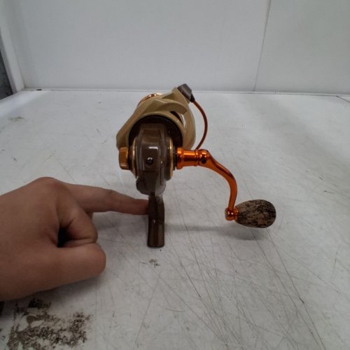 BPS PRODIGY SPINNING REEL -5.0:1 GEAR RATIO - RIGHT-HAND RETRIEVE - BLUE / BROWN / ORANGE image 2