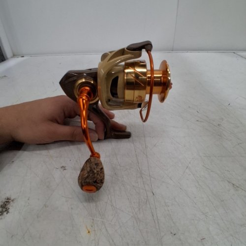 BPS PRODIGY SPINNING REEL -5.0:1 GEAR RATIO - RIGHT-HAND RETRIEVE - BLUE / BROWN / ORANGE image 4