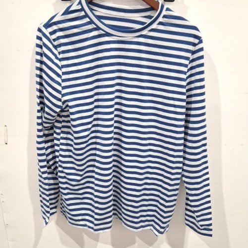 WOMEN'S STRIPED LONG SLEEVE SHIRT - MEDIUM - BLUE/WHITE image 2