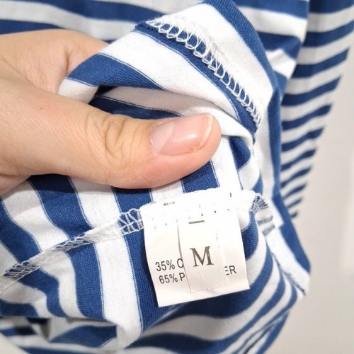 WOMEN'S STRIPED LONG SLEEVE SHIRT - MEDIUM - BLUE/WHITE image 3