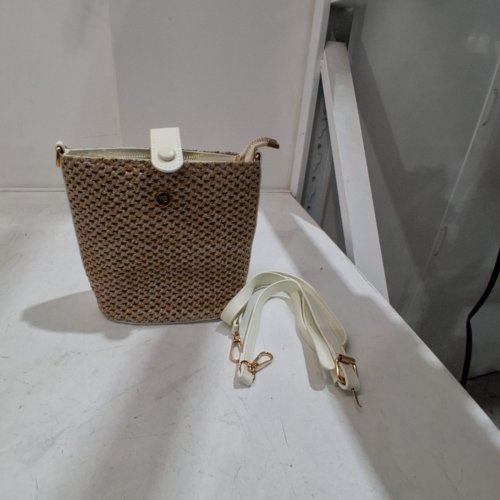 WOMEN'S ADDFST ADJUSTABLE STRAW CROSSBODY BAG - 7.09"X 3.54" X 7.08" - BROWN/WHITE (MODEL: 5BZR8OQZZWPH) image 3