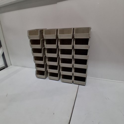 24PK AKROBINS PLASTIC HANGING STACKABLE STORAGE ORGANIZER BIN - 5" X 4" X 3" - BEIGE image 3