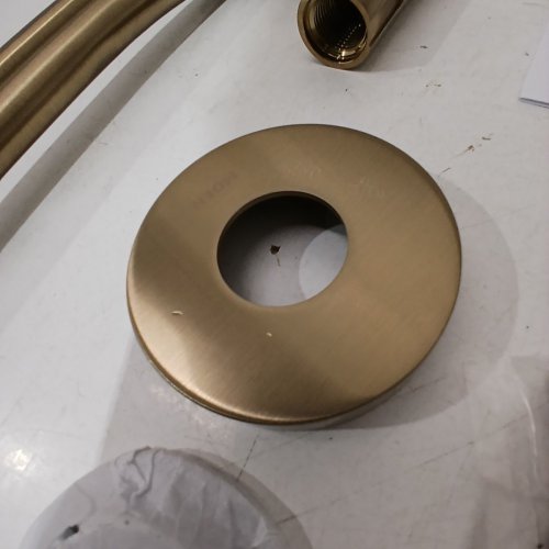MOEN WALL MOUNTED DOUBLE HANDLE POT FILLER - 5.5 GPM - BRONZED GOLD (MODEL: S665BZG) image 4