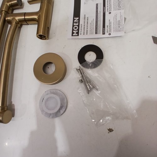 MOEN WALL MOUNTED DOUBLE HANDLE POT FILLER - 5.5 GPM - BRONZED GOLD (MODEL: S665BZG) image 6