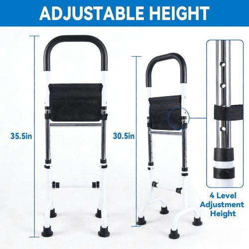 ADJUSTABLE HEIGHT NON-SLIP MOBILITY STAND ASSIST AID FOR ELDERLY - 35.5" - WHITE/BLACK image 2