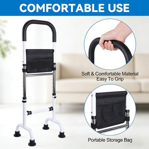 ADJUSTABLE HEIGHT NON-SLIP MOBILITY STAND ASSIST AID FOR ELDERLY - 35.5" - WHITE/BLACK image 3