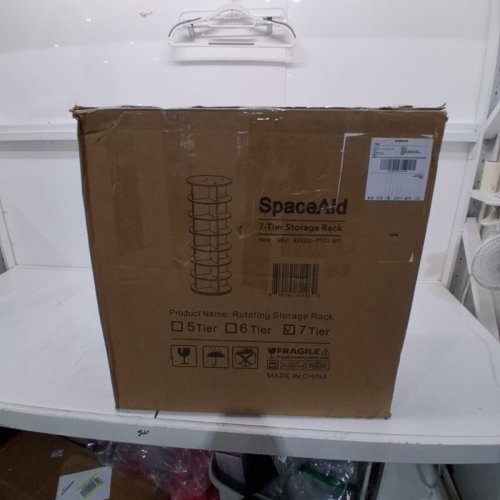 SPACEAID 7-TIER ROTATING SHOE RACK DISPLAY TOWER - 23.2" X 63" - WHITE (MODEL: 55XZXJ-MS01-W7) image 5