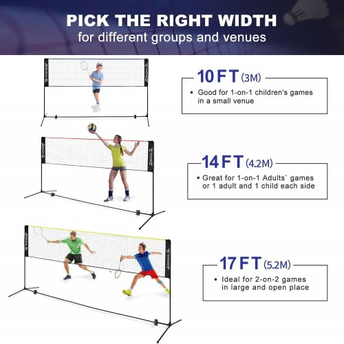 BAGAIL FOLDABLE NYLON BADMINTON NET - 17FT - BLACK/YELLOW (MODEL: BN02-5-YELLOW) image 2