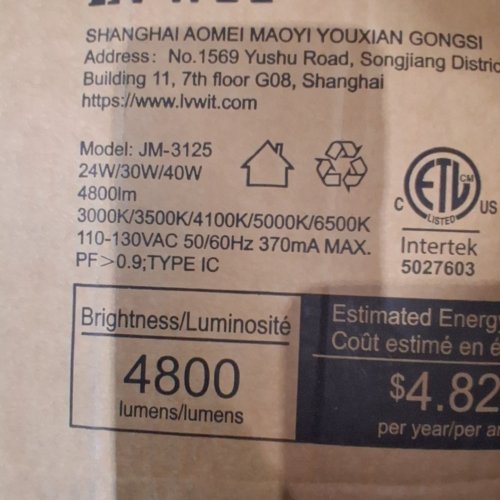 4PK LVWIT LED FLAT PANEL DIMMABLE DROP CEILING LIGHT FIXTURE - 1FT X 4FT - 3000 K-6500 K - WHITE (MODEL: JM-3125) image 2