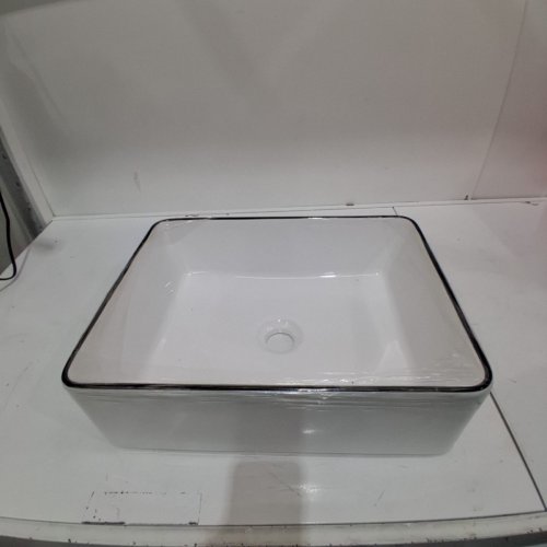 CERAMIC ABOVE COUNTER SINK BASIN 22.5" X 18" X 8.5" - WHITE/BLACK (MODEL: 6318) image 2