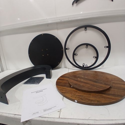 TRIBESIGNS ROUND METAL ARC-SHAPED SIDE TABLE - 20" X 25" - BLACK/BROWN - (MODEL:HOGA-RY0329XX) image 3