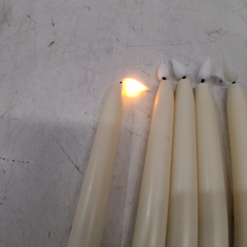 8PK LED IVORY TAPER CANDLES PLASTIC WINDOW CANDLES - 11", BATTERY OPERATED, WARM WHITE LIGHT - IVORY image 2