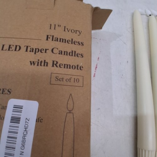 8PK LED IVORY TAPER CANDLES PLASTIC WINDOW CANDLES - 11", BATTERY OPERATED, WARM WHITE LIGHT - IVORY image 4