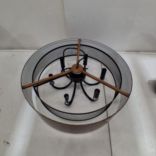LWYTJO Round Drum Hanging Chandelier 6-Light Fixture - 18"- BLACK/ BROWN (MODEL: D0226M-6) image 4