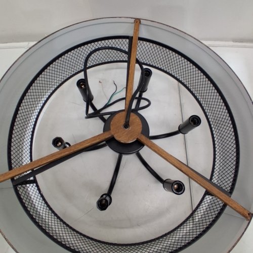 LWYTJO Round Drum Hanging Chandelier 6-Light Fixture - 18"- BLACK/ BROWN (MODEL: D0226M-6) image 5