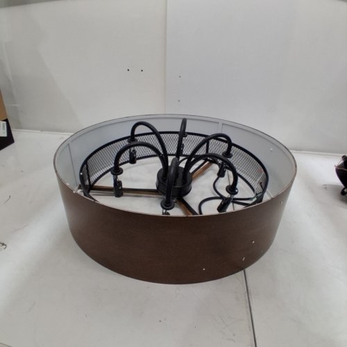 LWYTJO Round Drum Hanging Chandelier 6-Light Fixture - 18"- BLACK/ BROWN (MODEL: D0226M-6) image 7