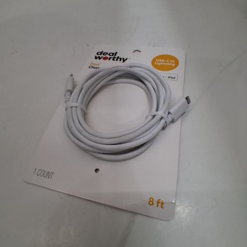 DEALWORTHY FAST CHARGING USB-C TO LIGHTNING CABLE - 8FT - WHITE image 3