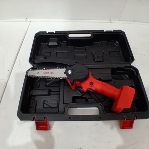 *TOOL ONLY* MINI CORDLESS CHAINSAW WITH BATTERY - 4" 21V - BLACK/RED image 3