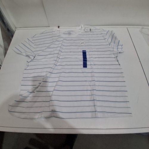 WOMEN'S GRORGE STRIPED SHORT SLEEVE POCKET T-SHIRT - XXL - WHITE / BLUE (STYLE: GRS61012LDST) image 2
