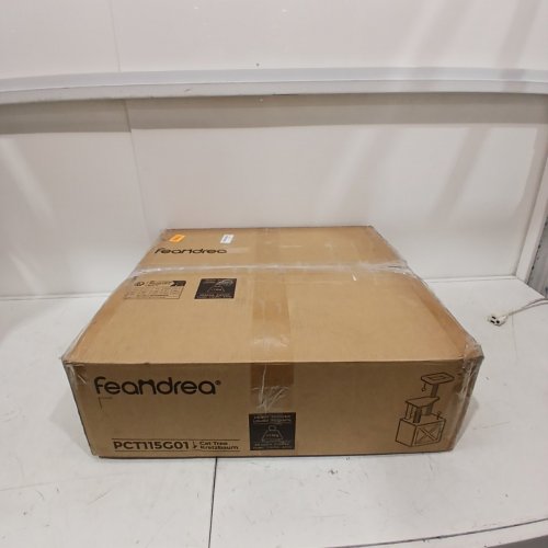 FEANDREA CAT TREE WITH LITTER BOX ENCLOSURE, SELF GROOMER AND SCRATCHING POST - 52" X 22" X 22" - BEIGE/GREY (MODEL: PCT115G01) image 6
