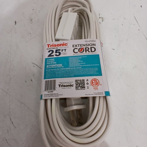 TRISONIC EXTENSION CORD - 25FT, 13A, 125 V, 1625W - WHITE (MODEL: TS-4725W) image 2