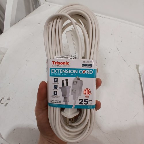 TRISONIC EXTENSION CORD - 25FT, 13A, 125 V, 1625W - WHITE (MODEL: TS-4725W) image 3