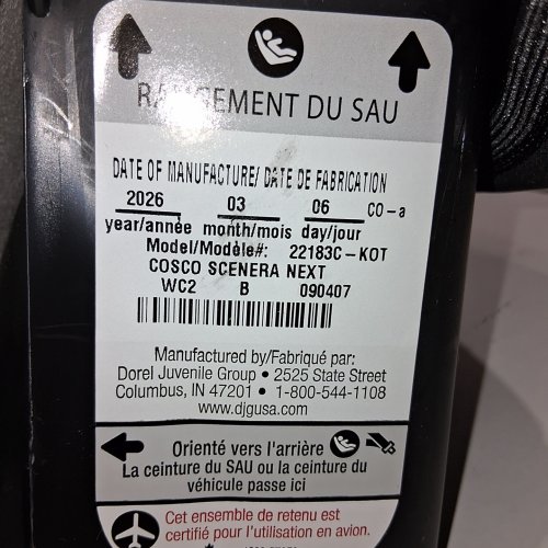 COSCO SCENERA NEXT CONVERTIBLE CAR SEAT - BLACKOUT (MODEL: 22183C-KOT) image 2